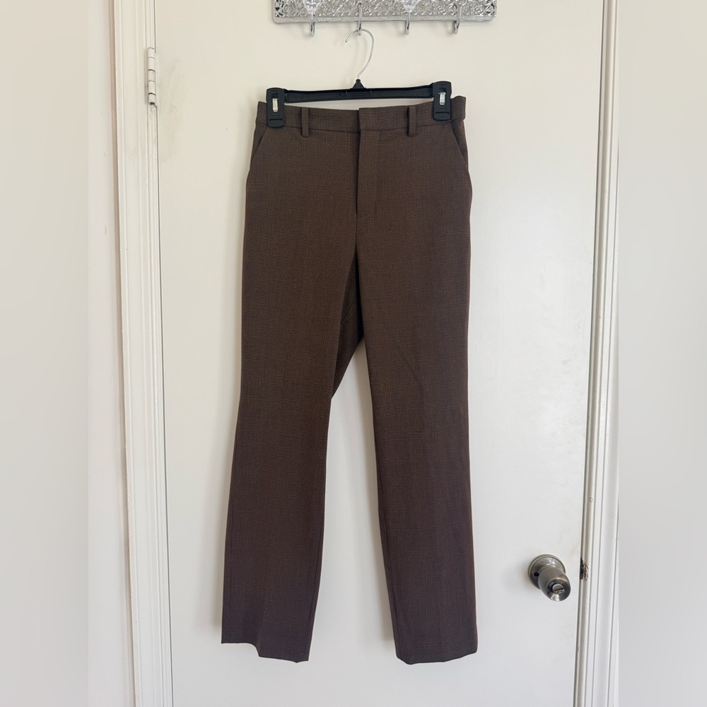 Uniqlo Women's Dress Pants in Plaid Dark Brown